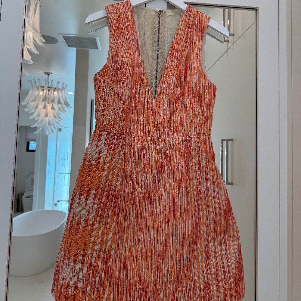 Alice + Olivia Deep Plunge Multi-color Mini Dress - Size 6 - Picture 12 of 13